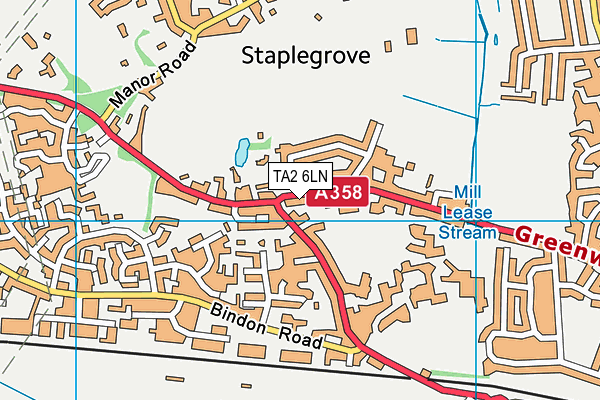 TA2 6LN map - OS VectorMap District (Ordnance Survey)