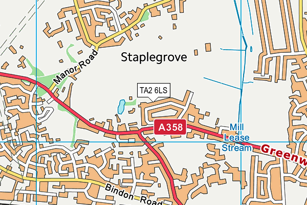 TA2 6LS map - OS VectorMap District (Ordnance Survey)