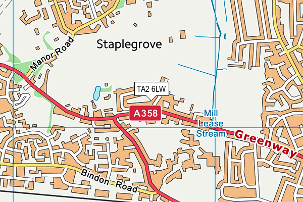TA2 6LW map - OS VectorMap District (Ordnance Survey)