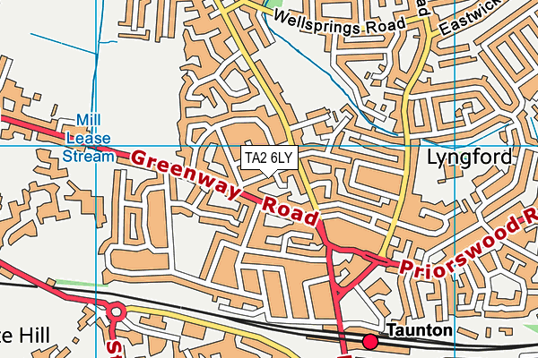 TA2 6LY map - OS VectorMap District (Ordnance Survey)