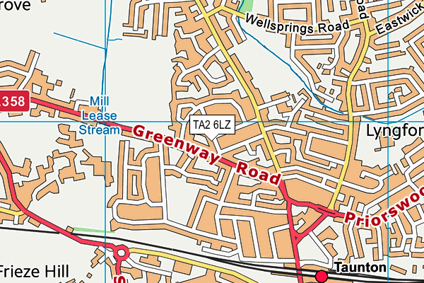 TA2 6LZ map - OS VectorMap District (Ordnance Survey)