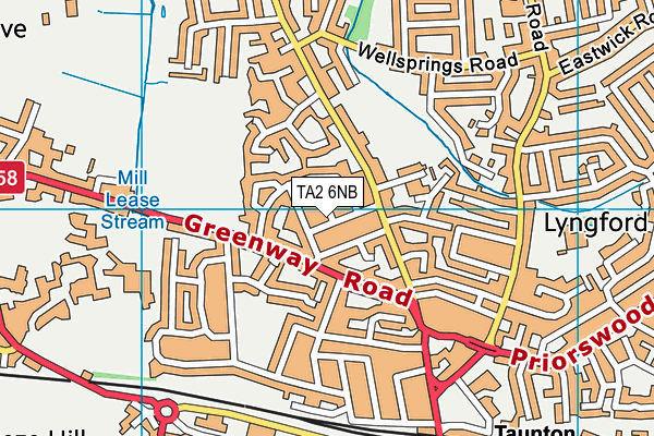 TA2 6NB map - OS VectorMap District (Ordnance Survey)