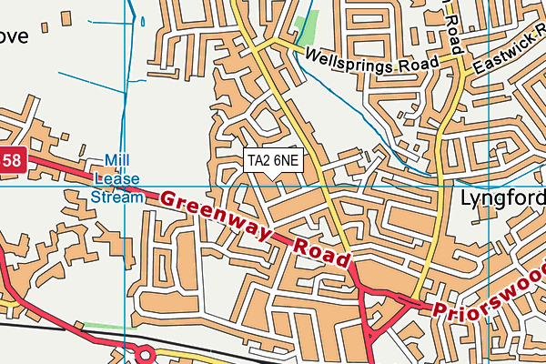 TA2 6NE map - OS VectorMap District (Ordnance Survey)