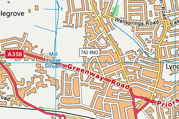 TA2 6NG map - OS VectorMap District (Ordnance Survey)