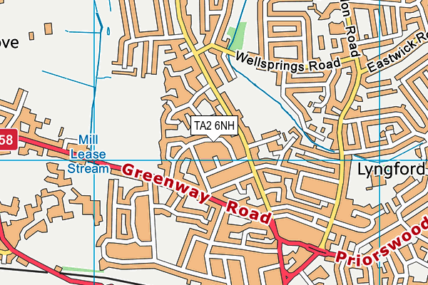 TA2 6NH map - OS VectorMap District (Ordnance Survey)