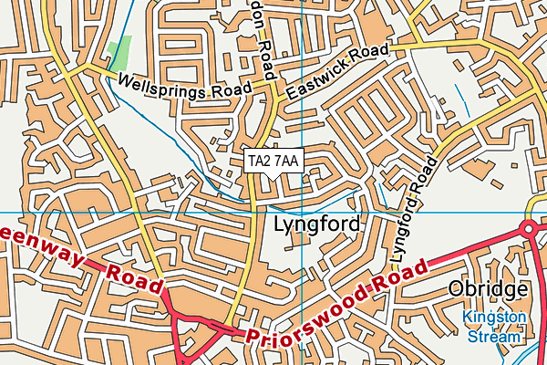 TA2 7AA map - OS VectorMap District (Ordnance Survey)