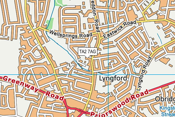 TA2 7AG map - OS VectorMap District (Ordnance Survey)