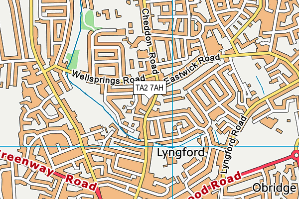 TA2 7AH map - OS VectorMap District (Ordnance Survey)