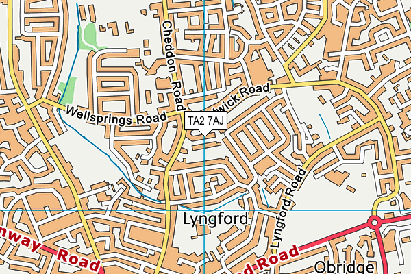 TA2 7AJ map - OS VectorMap District (Ordnance Survey)