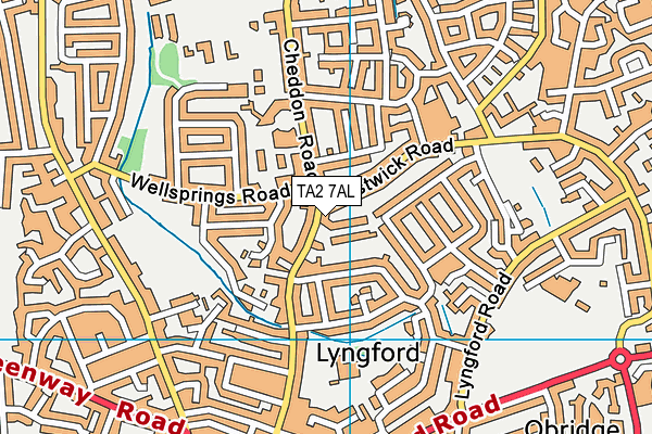 TA2 7AL map - OS VectorMap District (Ordnance Survey)