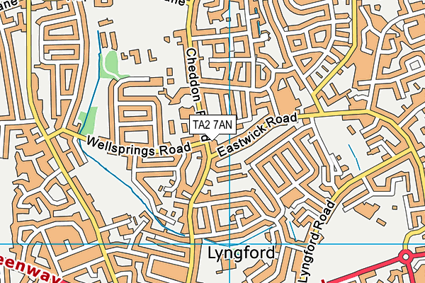 TA2 7AN map - OS VectorMap District (Ordnance Survey)