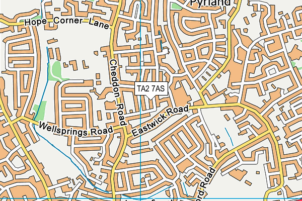 TA2 7AS map - OS VectorMap District (Ordnance Survey)