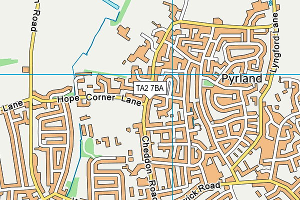 TA2 7BA map - OS VectorMap District (Ordnance Survey)