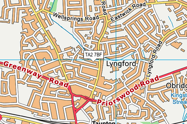 TA2 7BF map - OS VectorMap District (Ordnance Survey)