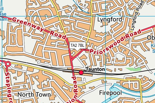 TA2 7BL map - OS VectorMap District (Ordnance Survey)