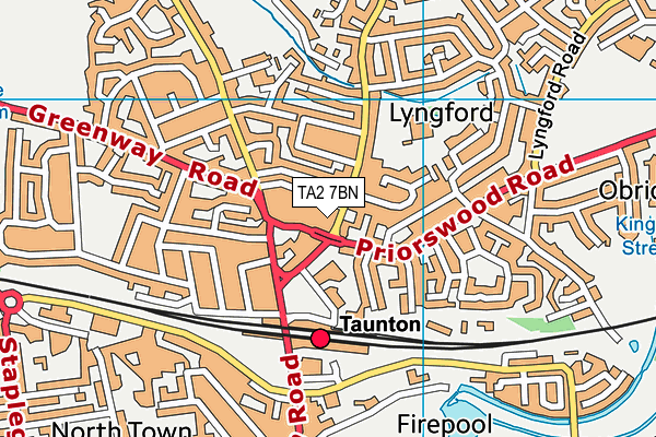 TA2 7BN map - OS VectorMap District (Ordnance Survey)