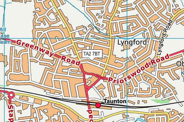 TA2 7BT map - OS VectorMap District (Ordnance Survey)