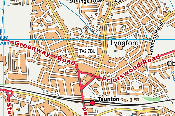 TA2 7BU map - OS VectorMap District (Ordnance Survey)