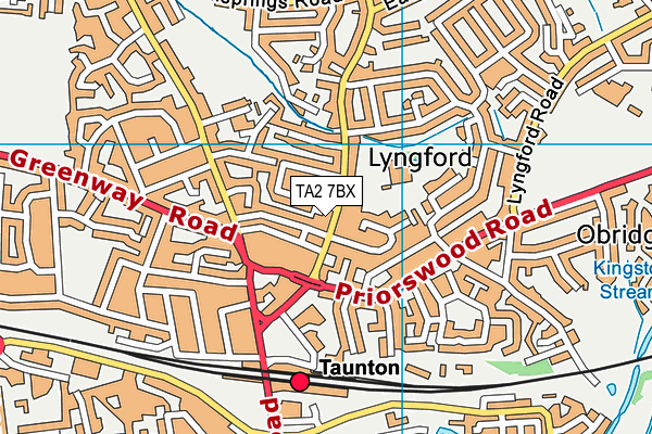 TA2 7BX map - OS VectorMap District (Ordnance Survey)