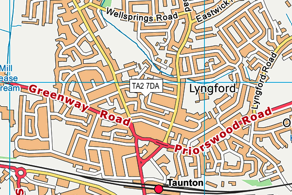 TA2 7DA map - OS VectorMap District (Ordnance Survey)