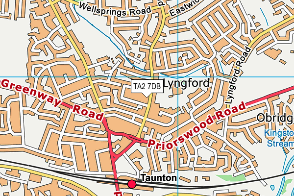 TA2 7DB map - OS VectorMap District (Ordnance Survey)