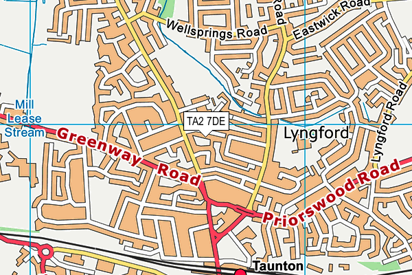 TA2 7DE map - OS VectorMap District (Ordnance Survey)