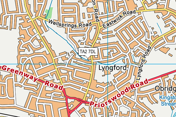 TA2 7DL map - OS VectorMap District (Ordnance Survey)