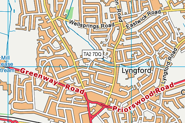 TA2 7DQ map - OS VectorMap District (Ordnance Survey)