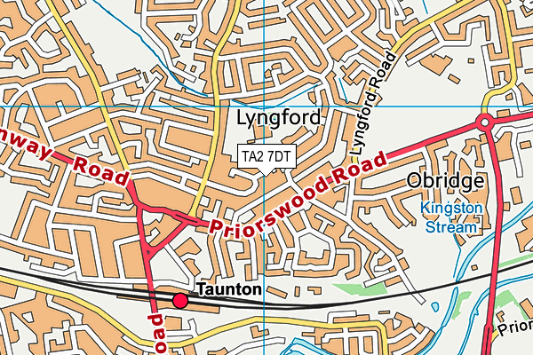 TA2 7DT map - OS VectorMap District (Ordnance Survey)