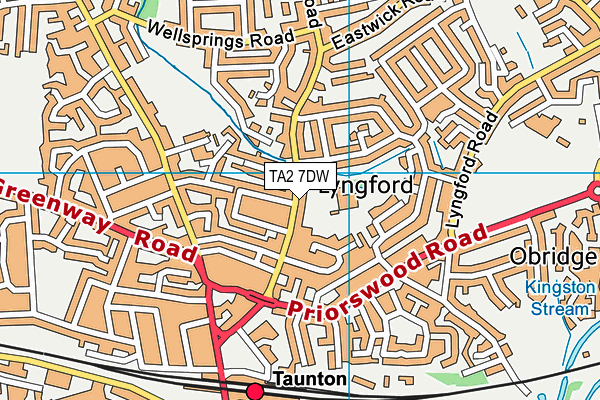 TA2 7DW map - OS VectorMap District (Ordnance Survey)