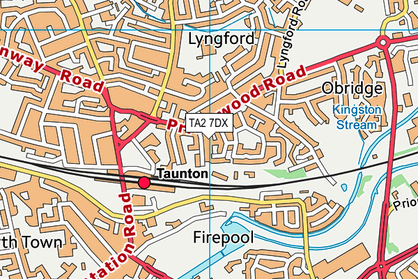 TA2 7DX map - OS VectorMap District (Ordnance Survey)