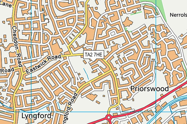 TA2 7HE map - OS VectorMap District (Ordnance Survey)