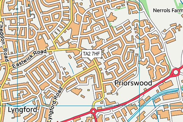 TA2 7HF map - OS VectorMap District (Ordnance Survey)