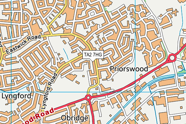 TA2 7HG map - OS VectorMap District (Ordnance Survey)