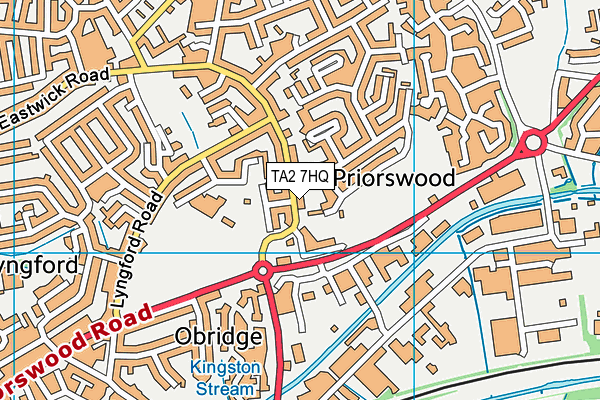 TA2 7HQ map - OS VectorMap District (Ordnance Survey)