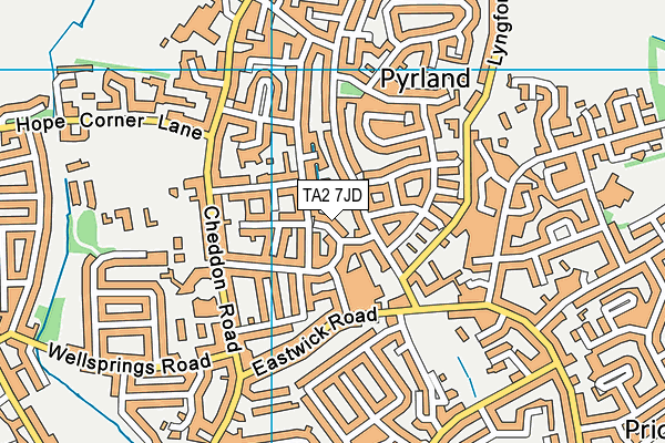 TA2 7JD map - OS VectorMap District (Ordnance Survey)
