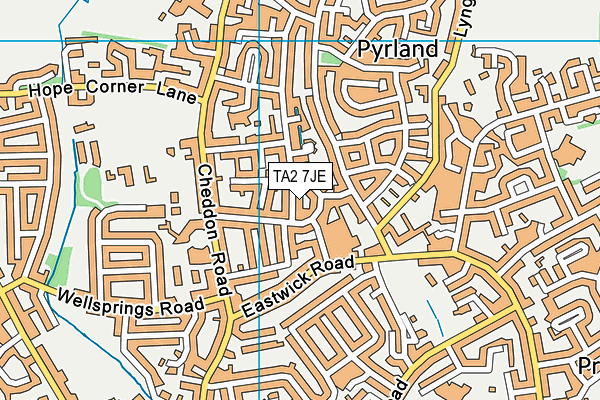 TA2 7JE map - OS VectorMap District (Ordnance Survey)