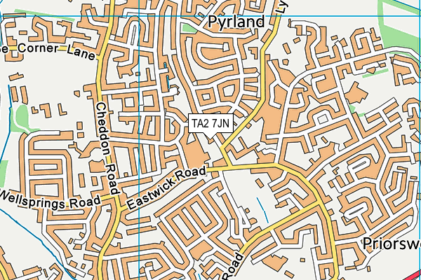 TA2 7JN map - OS VectorMap District (Ordnance Survey)