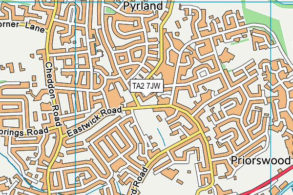 TA2 7JW map - OS VectorMap District (Ordnance Survey)