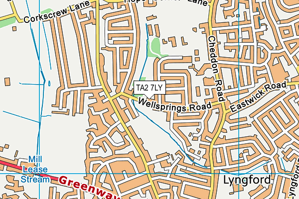 TA2 7LY map - OS VectorMap District (Ordnance Survey)
