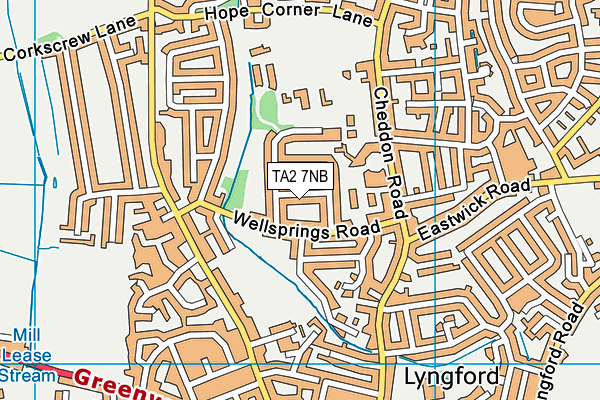 TA2 7NB map - OS VectorMap District (Ordnance Survey)