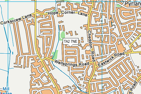 TA2 7NE map - OS VectorMap District (Ordnance Survey)