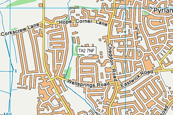 TA2 7NF map - OS VectorMap District (Ordnance Survey)