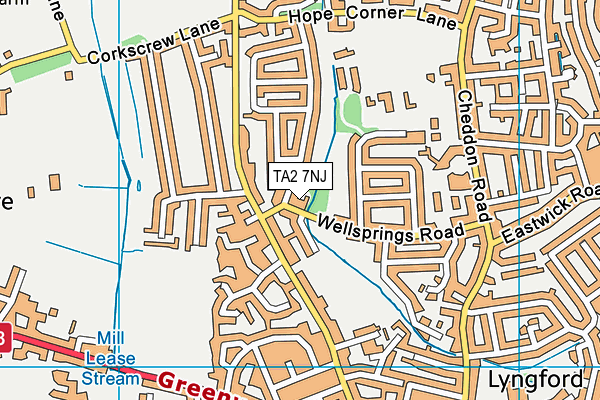 TA2 7NJ map - OS VectorMap District (Ordnance Survey)