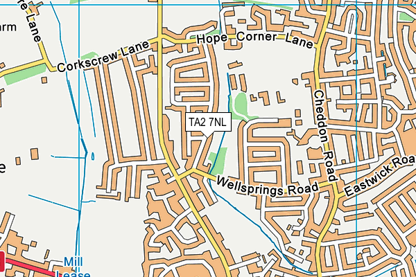 TA2 7NL map - OS VectorMap District (Ordnance Survey)