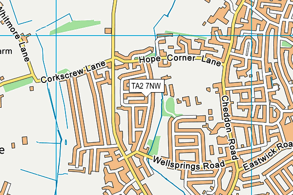 TA2 7NW map - OS VectorMap District (Ordnance Survey)