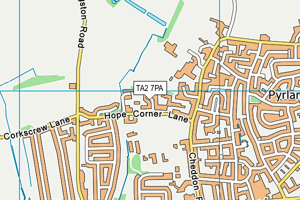 TA2 7PA map - OS VectorMap District (Ordnance Survey)