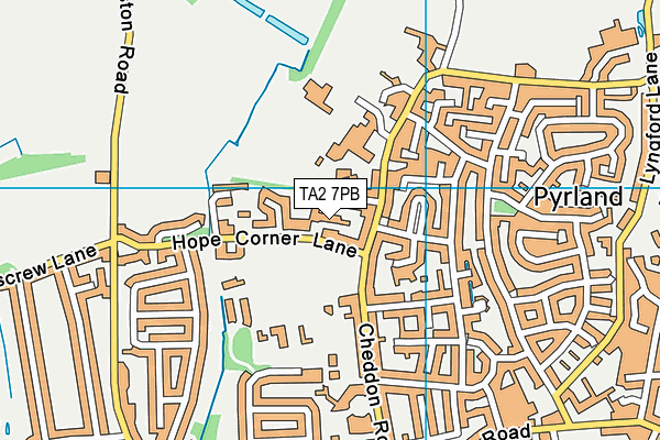 Taunton Green Playing Fields map (TA2 7PB) - OS VectorMap District (Ordnance Survey)
