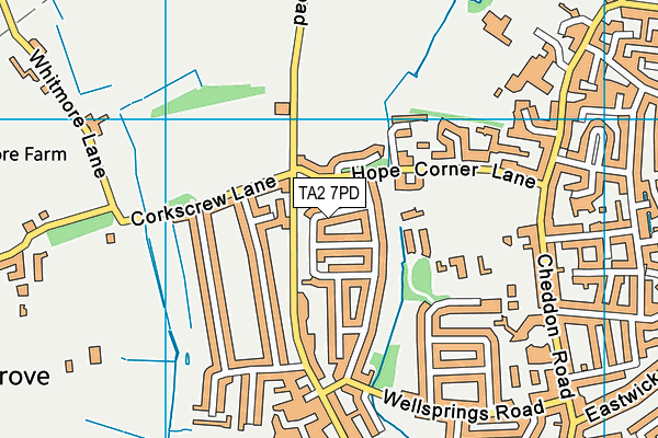 TA2 7PD map - OS VectorMap District (Ordnance Survey)