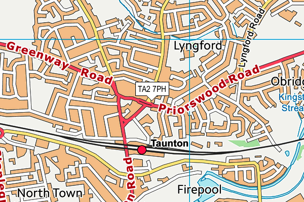 TA2 7PH map - OS VectorMap District (Ordnance Survey)